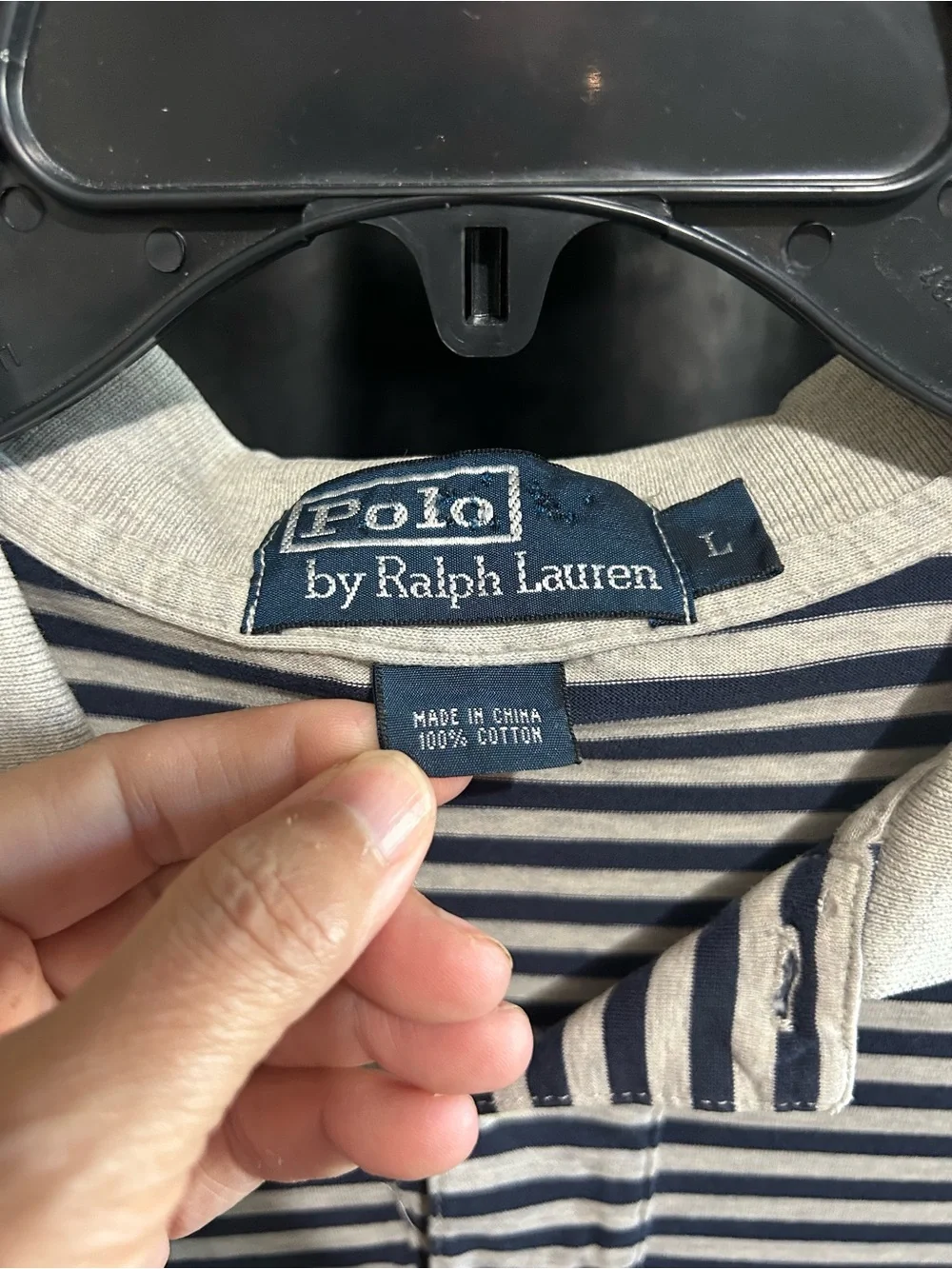 Ralph Lauren Navy and White Striped Polo Shirt